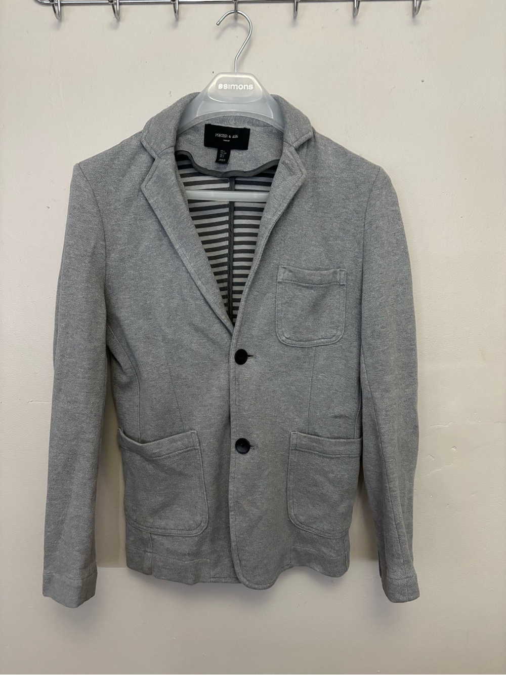 Porter & Ash Light Gray Knit Blazer - Casual Tailored Sport Coat